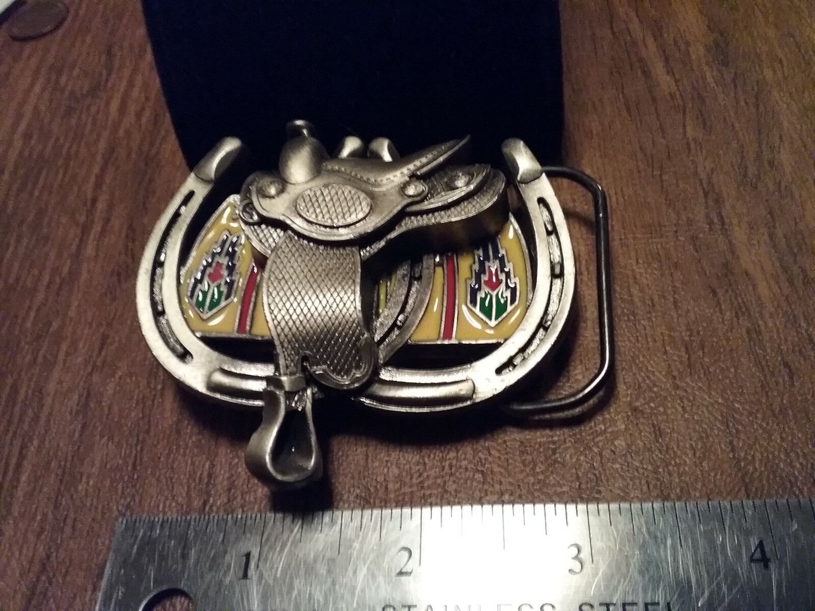 NEW saddle horseshoe no.1964 Great USA 1990 Metal Buckl ENAMEL color southwest
