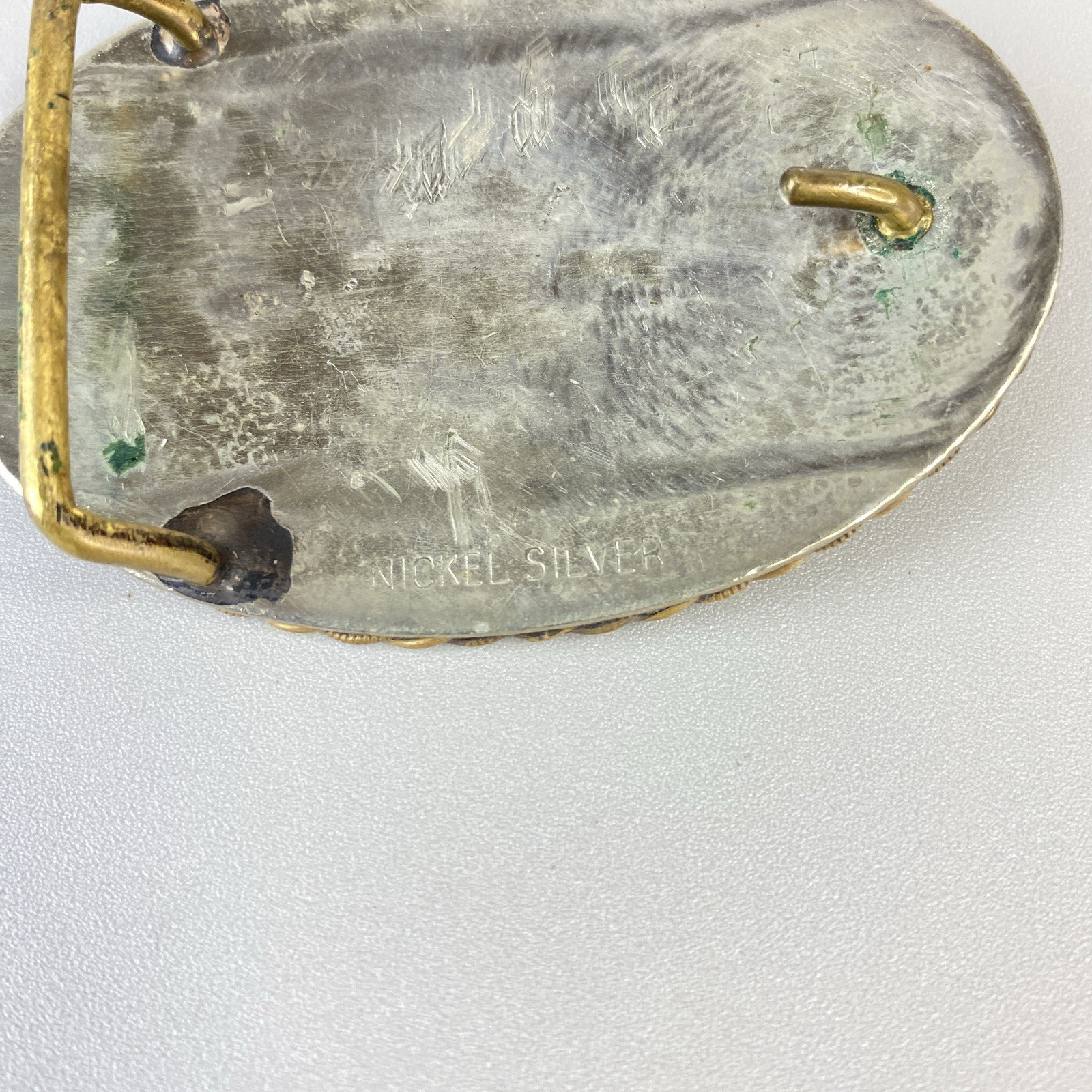Vintage Western Belt Buckle Bucking Bronco Rodeo Gold Tone Nickle Silver