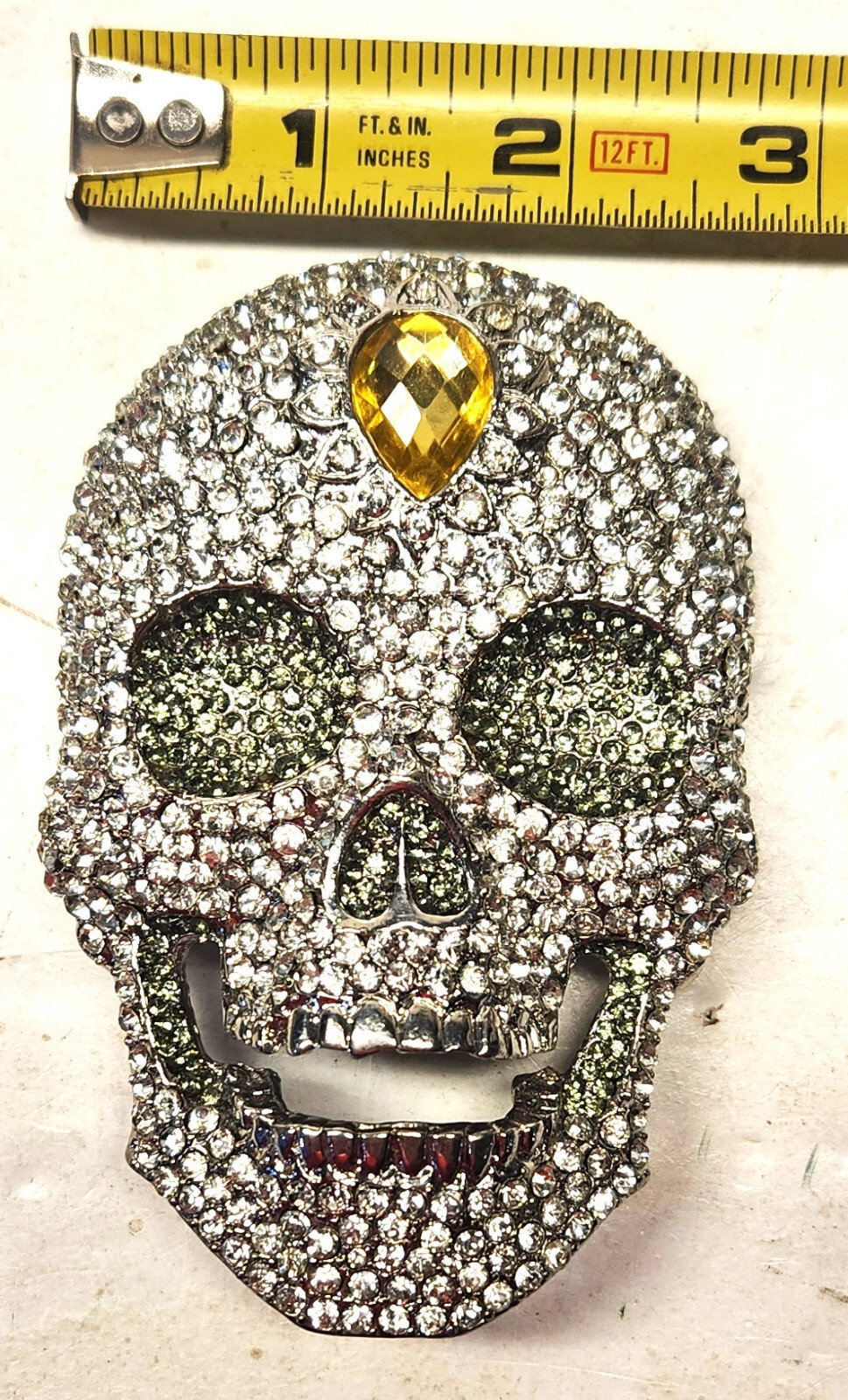 Skull Clear Rhinestones Hip Hop Metal Belt Buckle