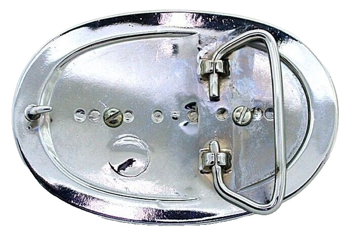 Bright Silver Color 30×22 Oval Lapis Cab 3 2/5 Inch Belt Buckle PBB31/32025