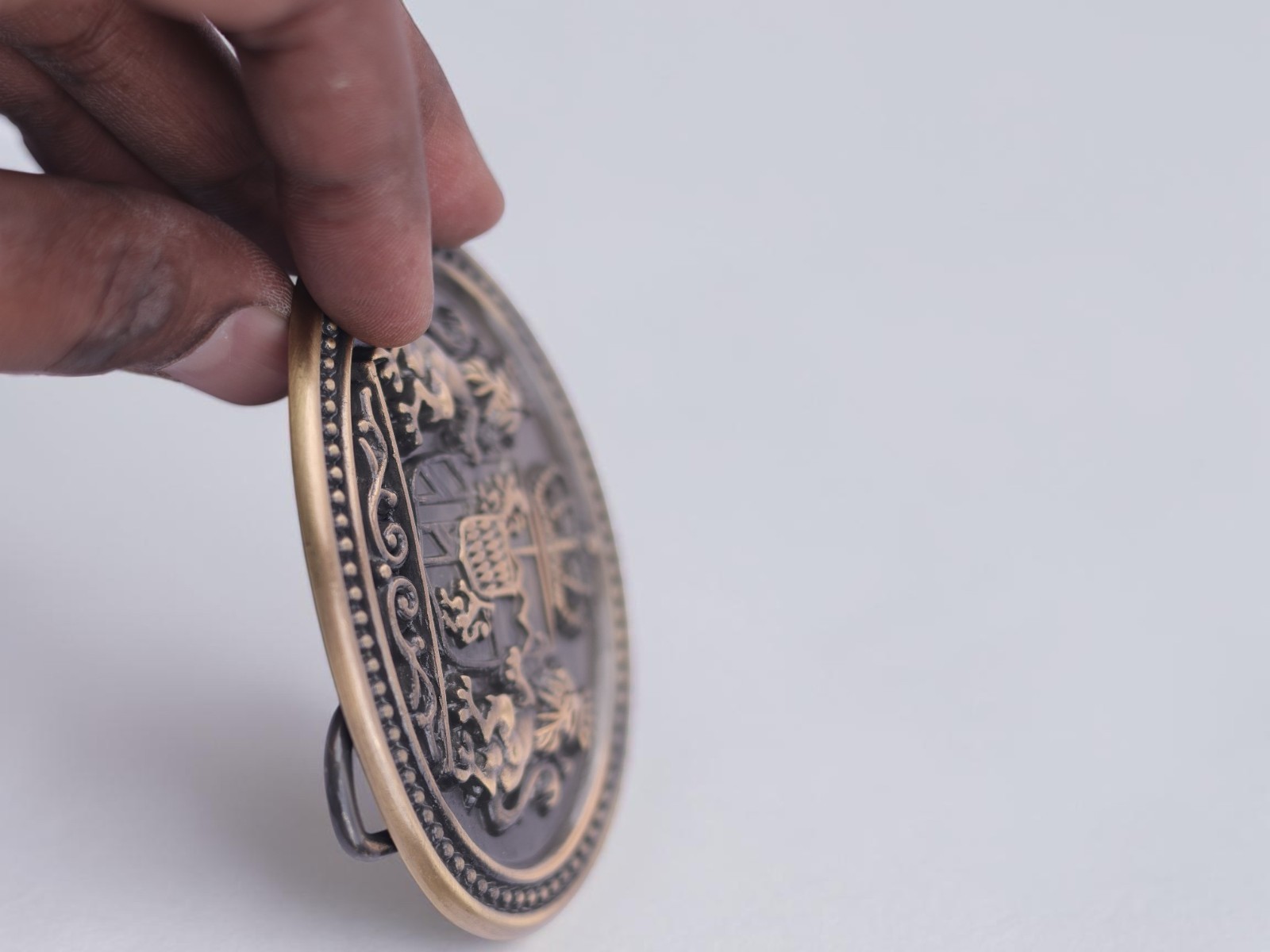 Western Belt Buckle With Handmade Leather Strap | Royal Lion Design