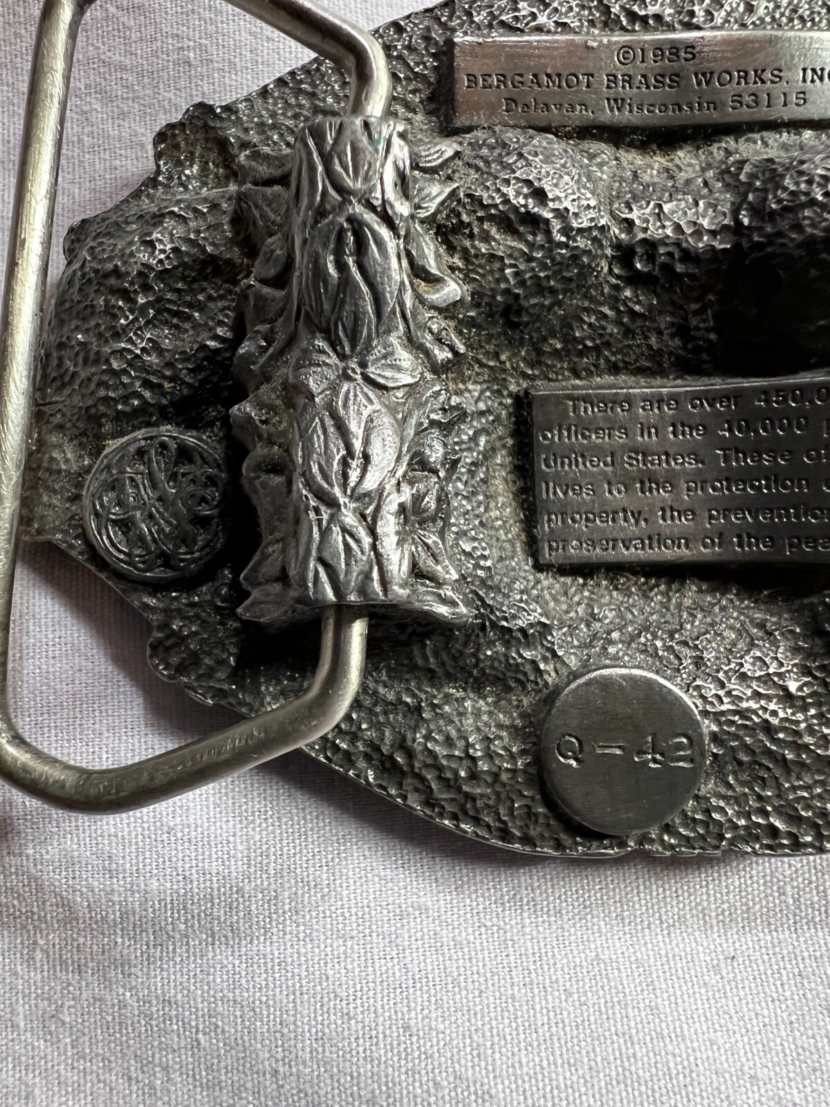 PROUD TO BE AN AMERICAN LAWMAN BELT BUCKLE VINTAGE 1985 AWESOME DETAIL ON BUCKLE