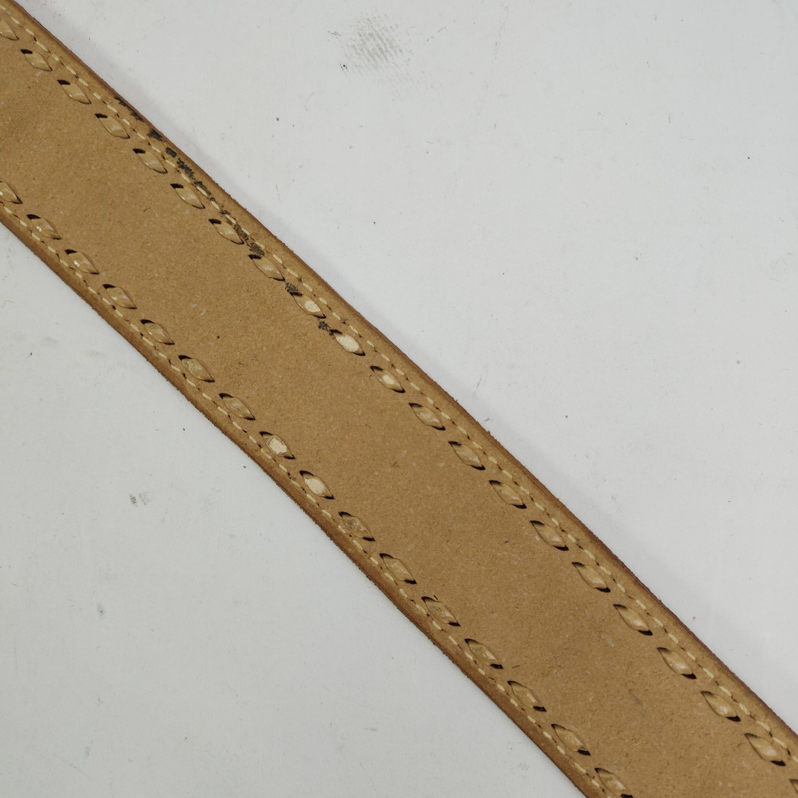 Vintage Tooled Western Leather Name Belt Gary GWB Mother of Pearl Inlay Size 38&Prime;