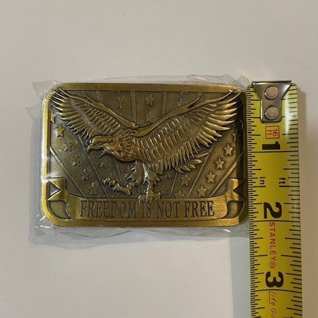 Freedom Is Not Free Brass Belt Buckle Eagle Flag Sponsor 2014 USA