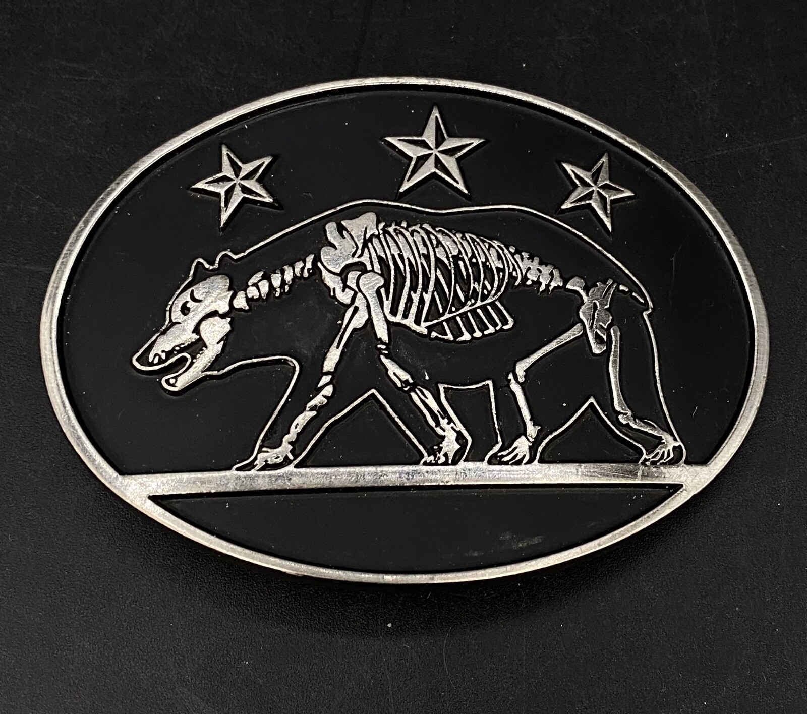 California State Republic Flag Grizzly Bear Stars Chrome Brand Belt Buckle #6464