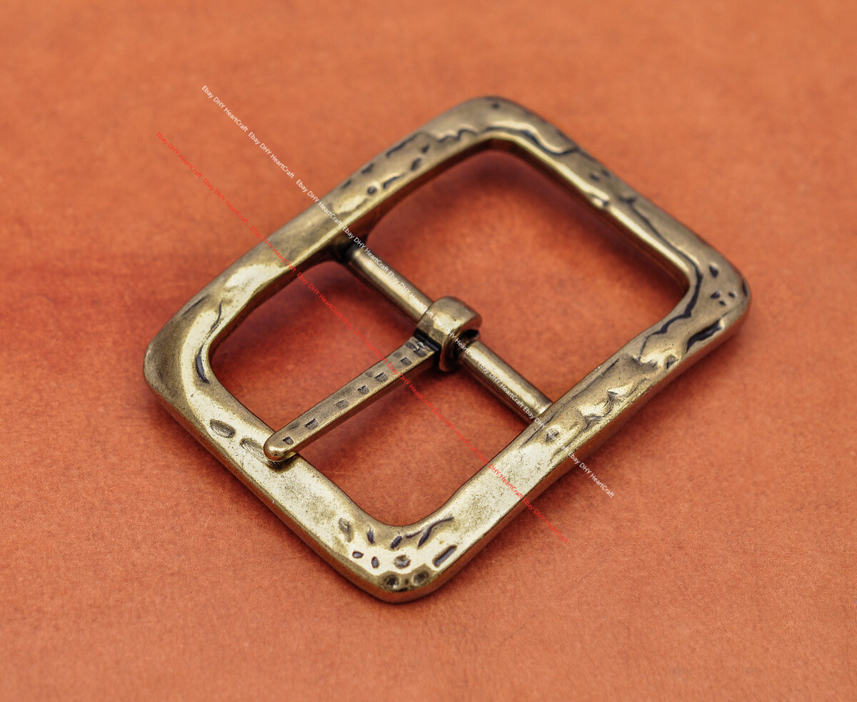 Emboss Bling Brass Rectangle Leathercraft Center Bar Belt Buckle Fit 40mm Strap