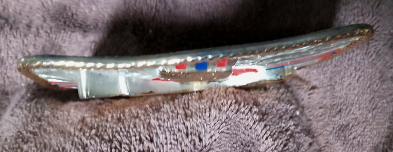 NWOT LG RED BLUE STRIPE GOLD EAGLE ROPE TRIM SILVER 3D BELT BUCKLE 1 1/2&Prime; $65