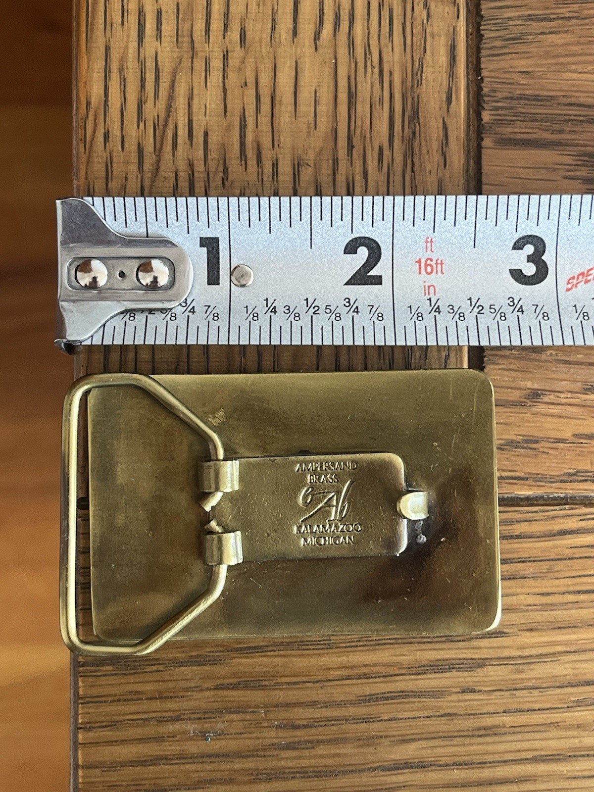 Vintage Wood Belt Buckle Lot of 2 Ampersand Brass Inlaid Lasercraft