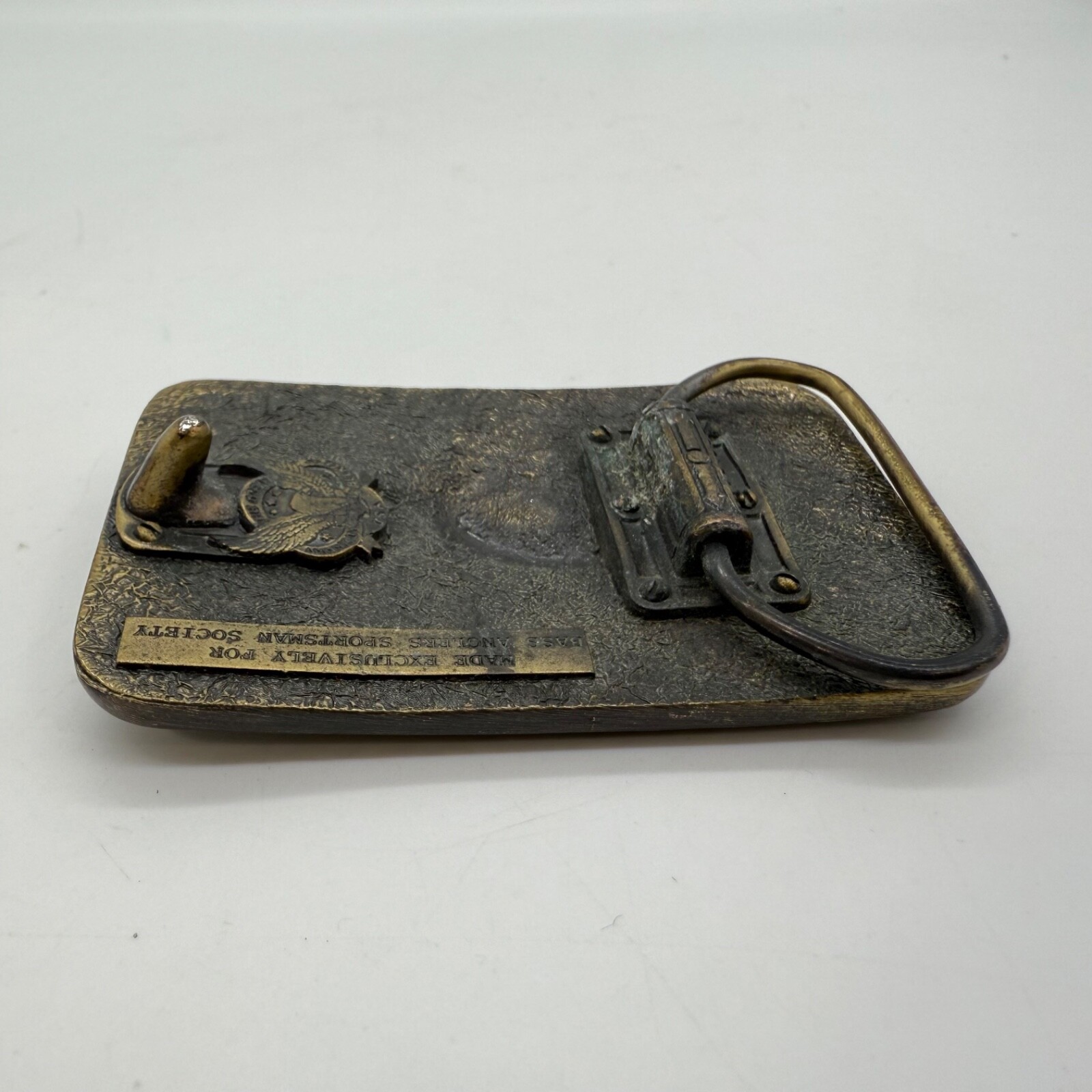 B.A.S.S. Bass Anglers Sportsman Society 1988 Brass Belt Buckle USA Made