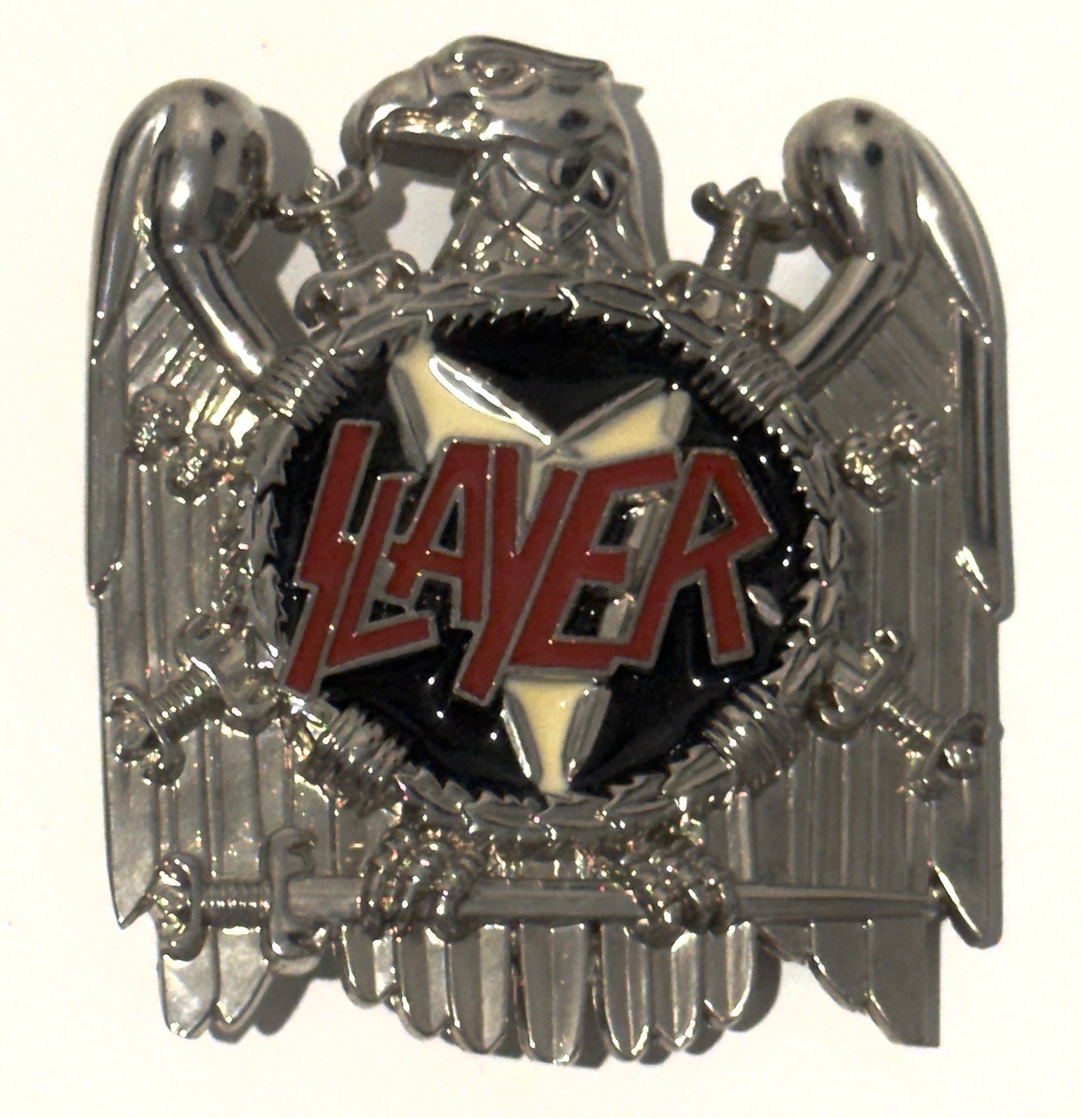 Slayer Belt Buckle Black & White Silver Enamel Metal Belt Buckle