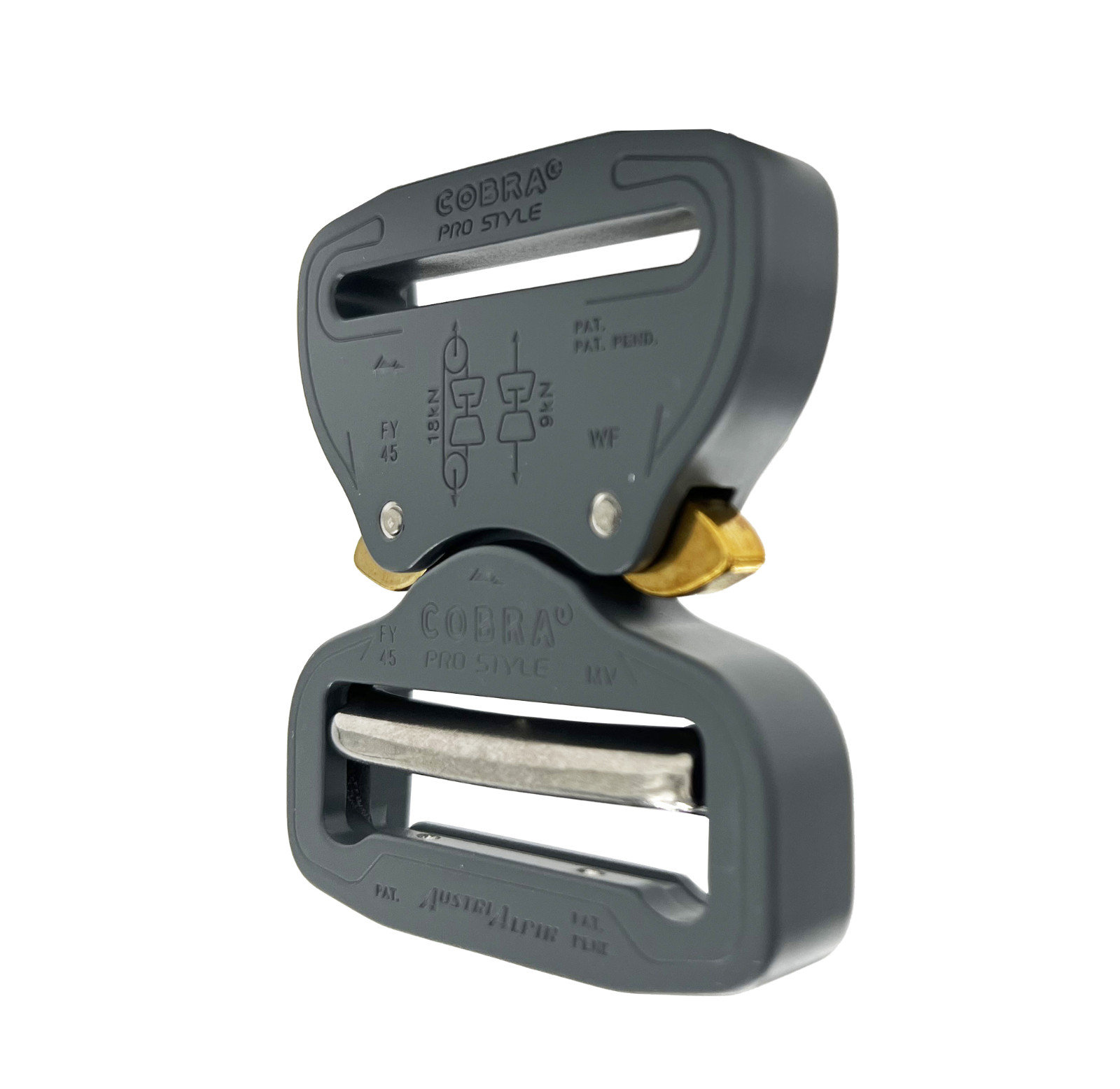 AustriAlpin Cobra Buckle PRO STYLE 9kN – FY45EVF – Wolf Grey Buckle, 45mm/1.75&Prime;