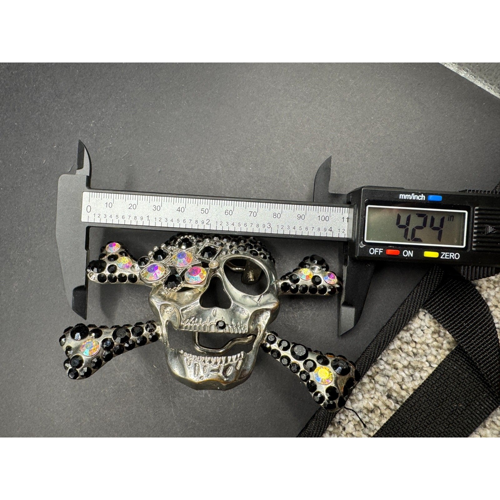 Pirate Skull Head Crossbones with Rhinestone Accent Gothic Punk Belt Buckle
