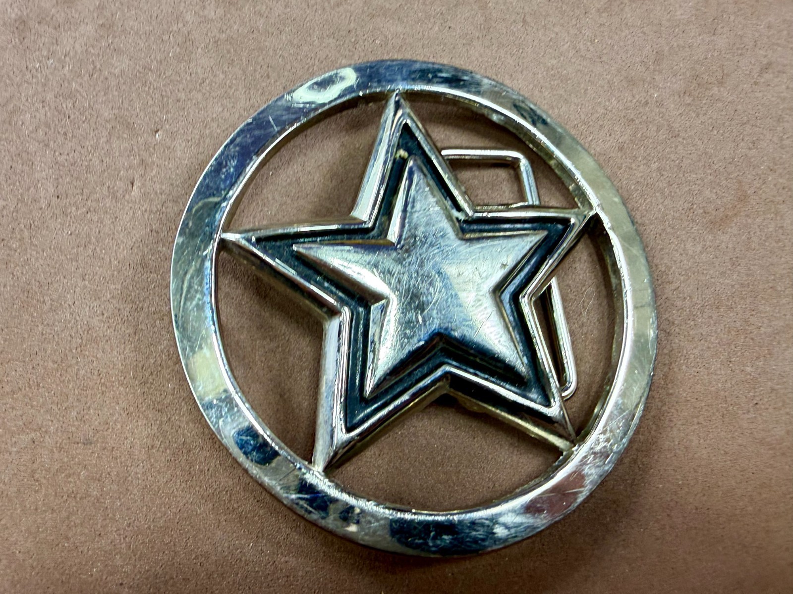 Famous Stars & Straps Five Point Star Logo See-Trough Silver Color Belt Buckle