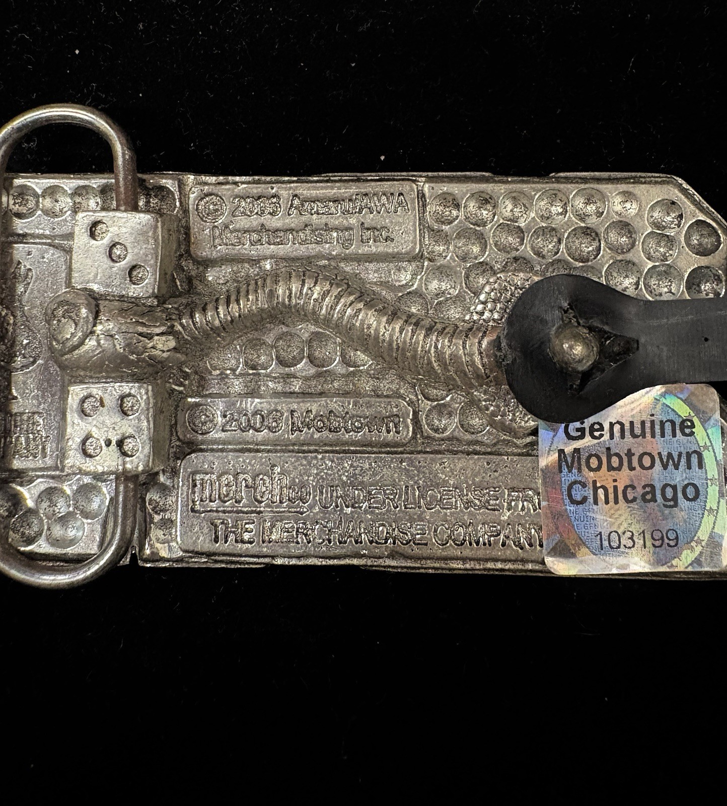 2006 vintage silver toned 2pac belt buckle featuring yellow rhinestones RARE