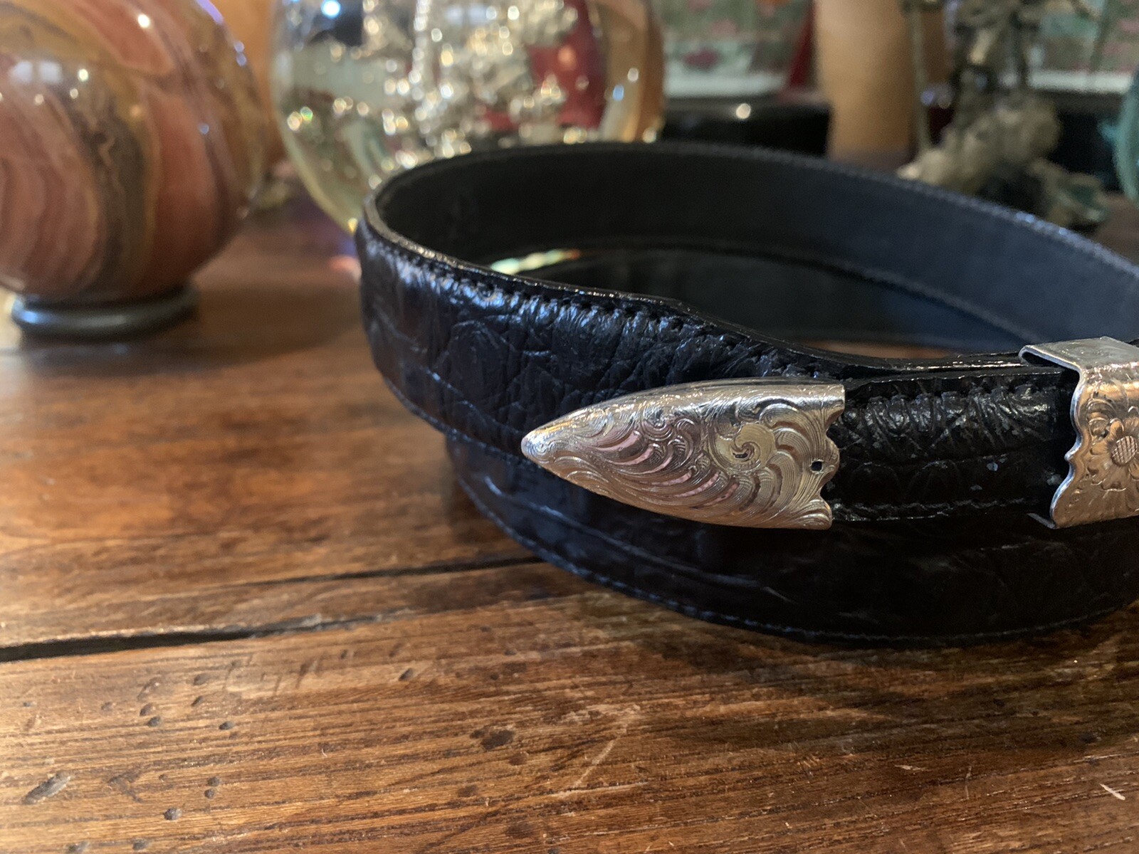 James Reid style XLWage Sterling Silver overlay Belt buckle set 39-41🐊🐂✅