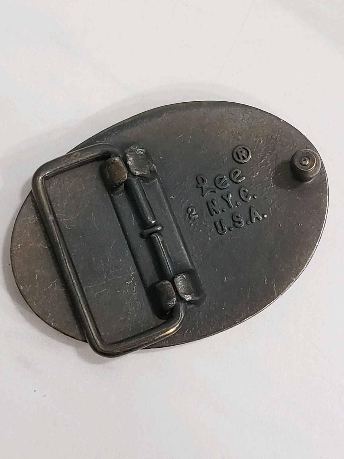 LEE SINCE 1950 MADE IN U.S.A. belt Buckle Lee N.Y.C. USA Vintage brass oval