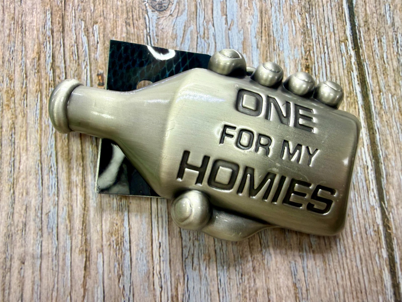 One For My Homies Bottle Novelty Cutout Silver Moon Belt Buckle New With Tags
