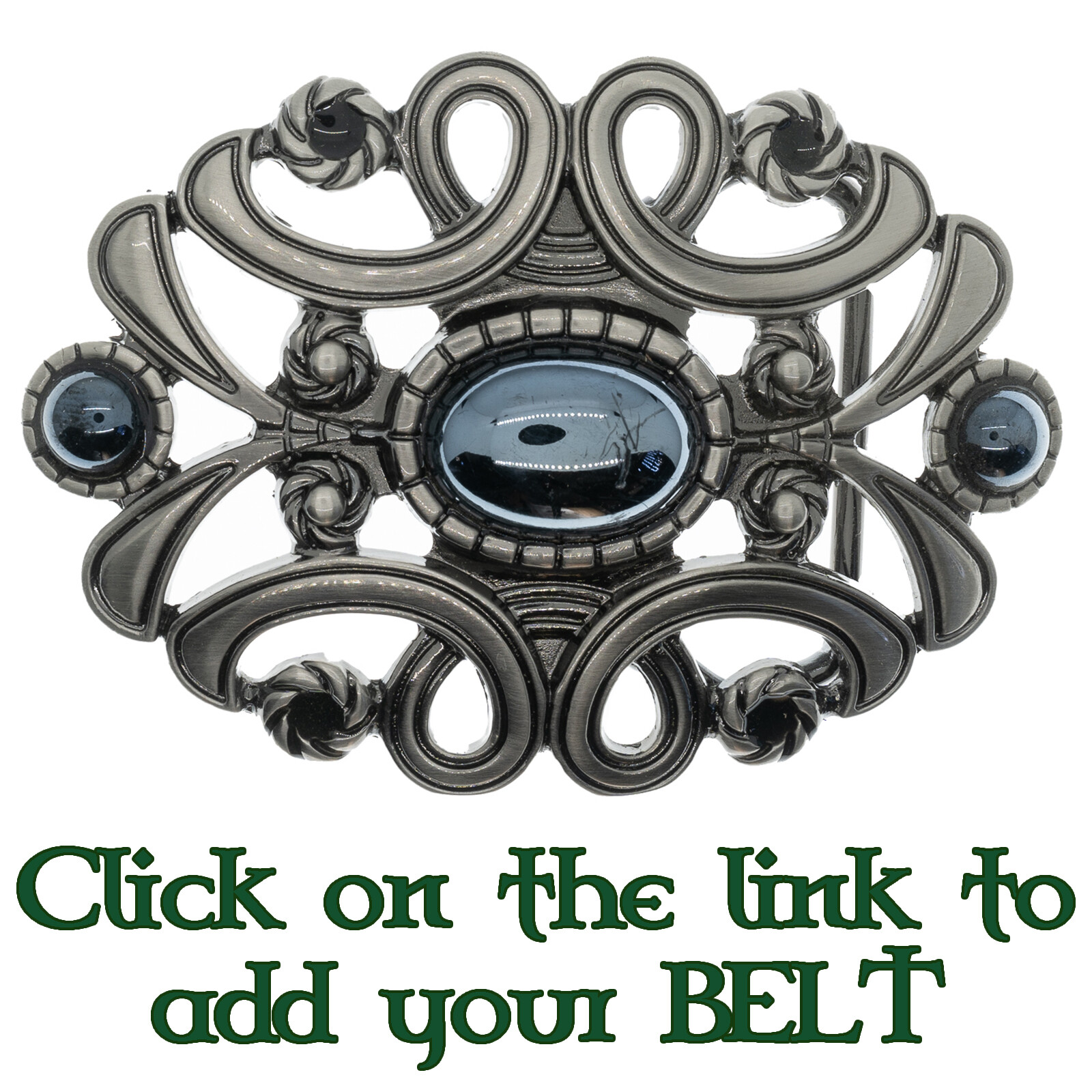 Gothic Onyx Black Belt Buckle Ladies Mens Gift Gaelic Celtic Norse Pewter