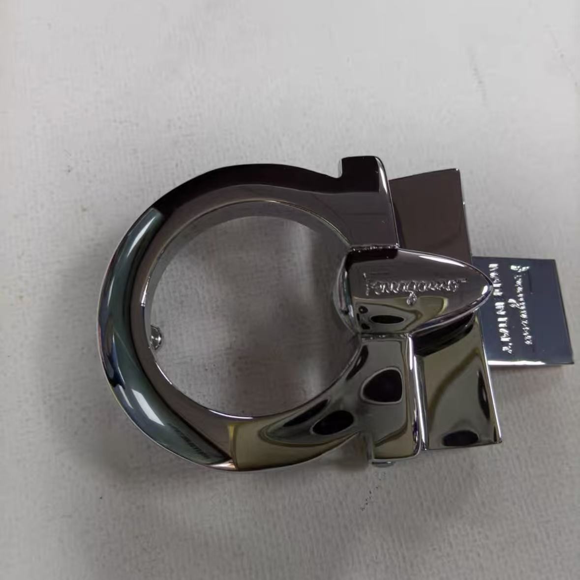 Ferragamo Polished Silver-Tone Copper Belt Buckle fits 3.3-3.4cm wide Belts