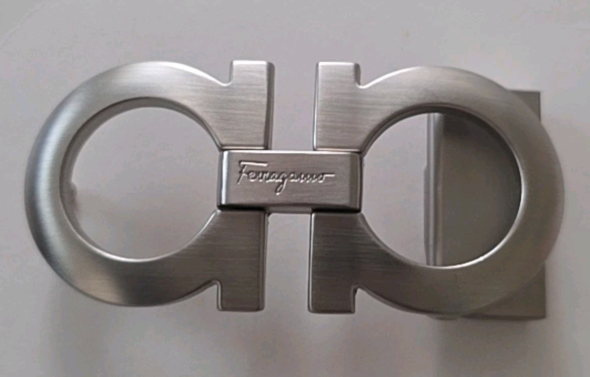 AUTH. SALVATORE FERRAGAMO SILVER GANCINI BELT BUCKLE FOR 1.3&Prime; WIDE BELT STRAP