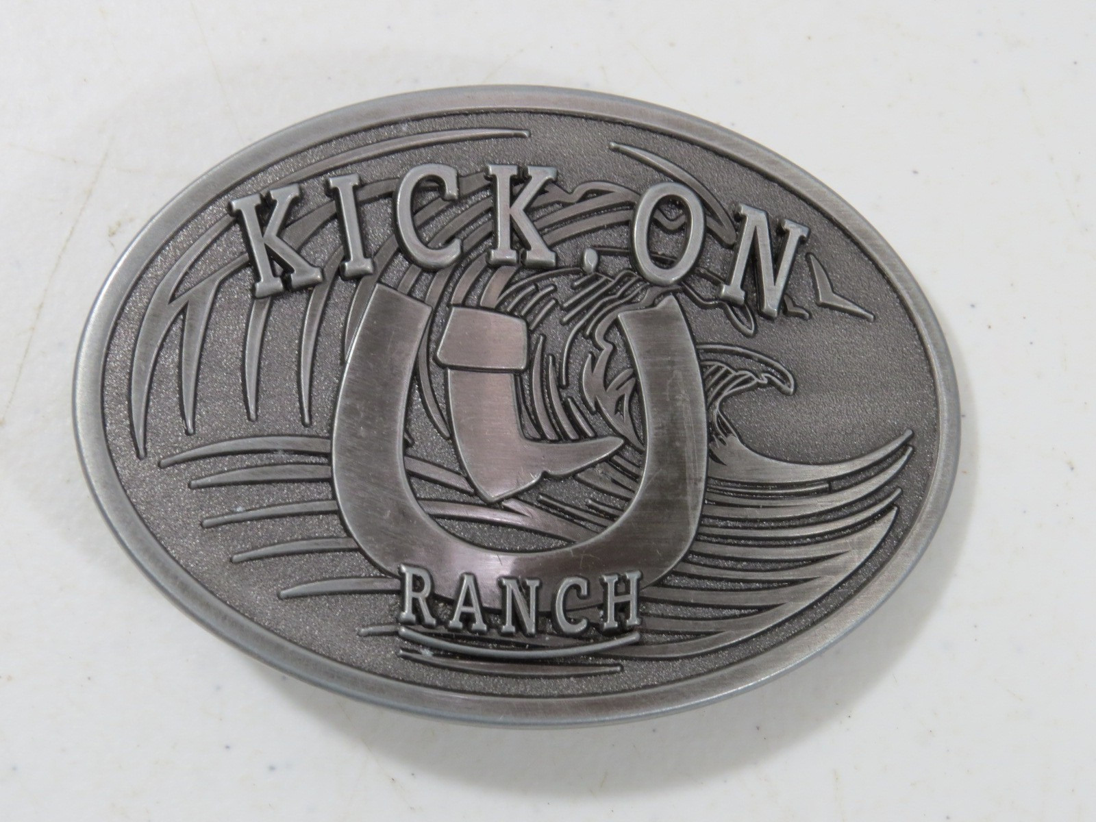 Kick On Ranch Large Western Belt Buckle Heavy 3.5 » x 2.5 »