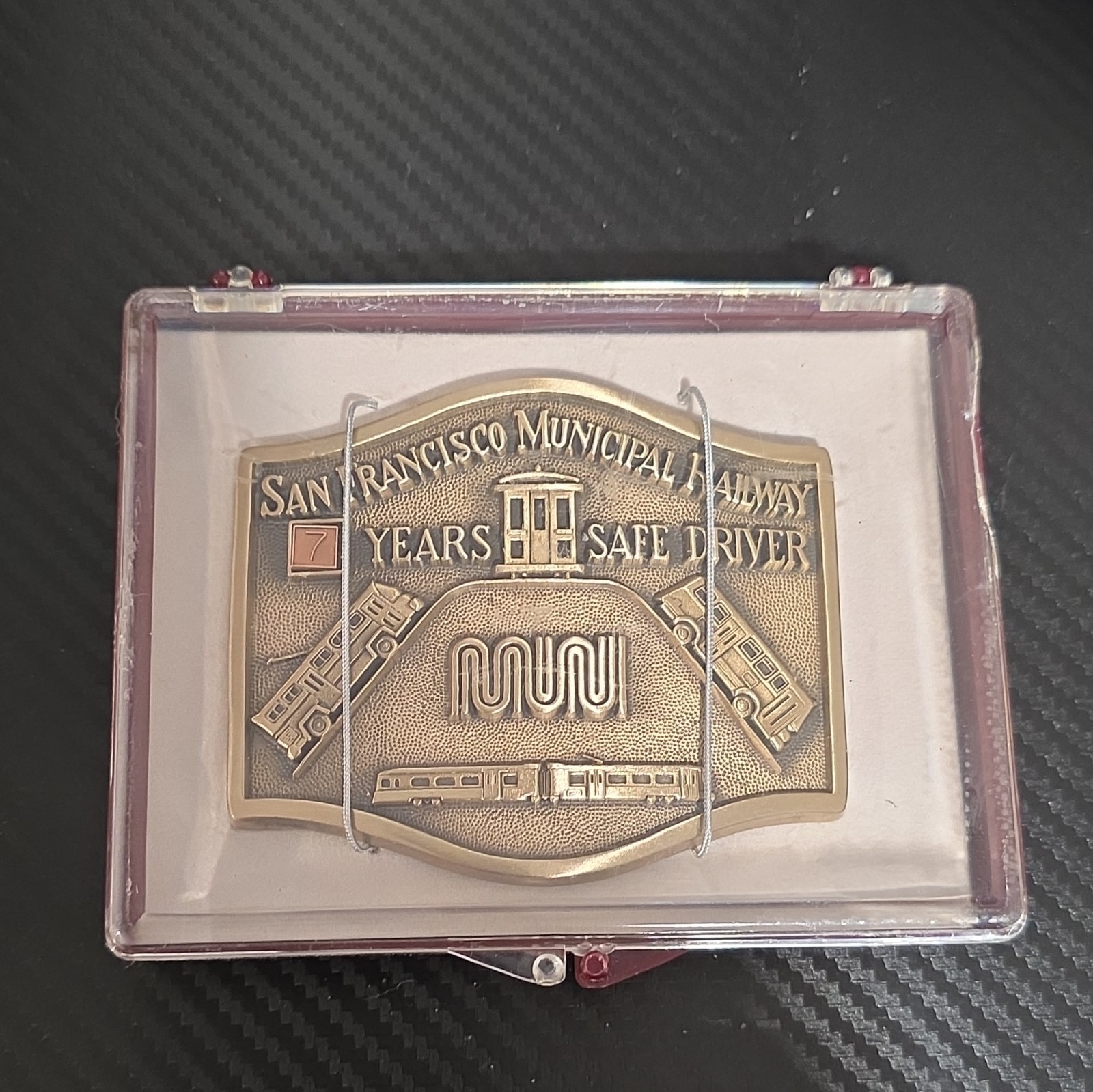 Octanner SF Municipal Railway Safe Driver Gold Tone Brass Belt Buckle 1.75in