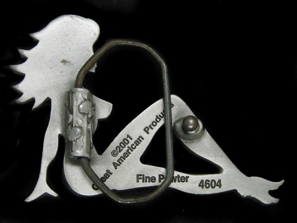 TI05121 COOL 2001 **TRUCKER GIRL SILHOUETTE** NOVELTY PEWTER BELT BUCKLE