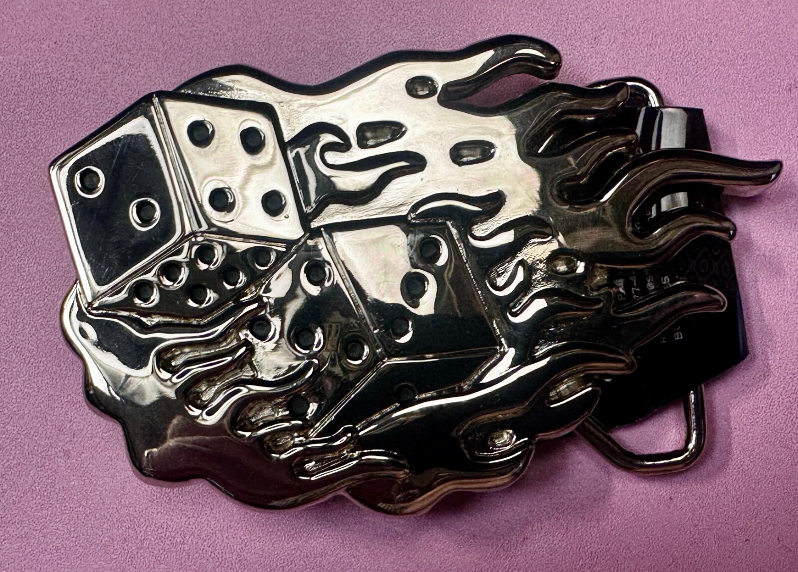 Flaming Hot Dice Gambling Board Game Casino NOS Belt Buckle by Silver Moon