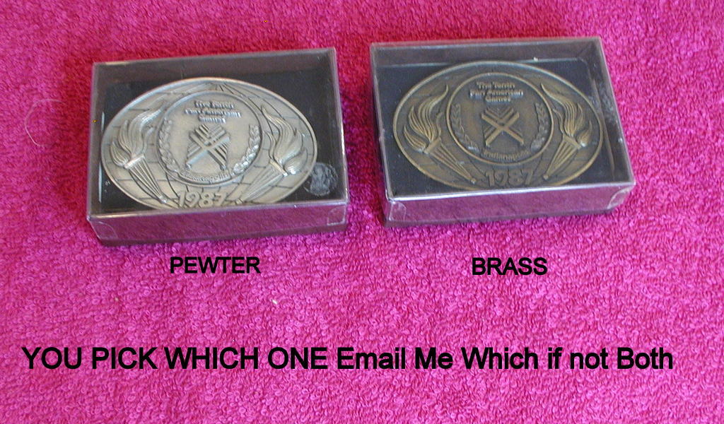 1987 (Tenth Pan American Games) BELT BUCKLE(s) Exc IOB (Pewter or Brass U Pick)