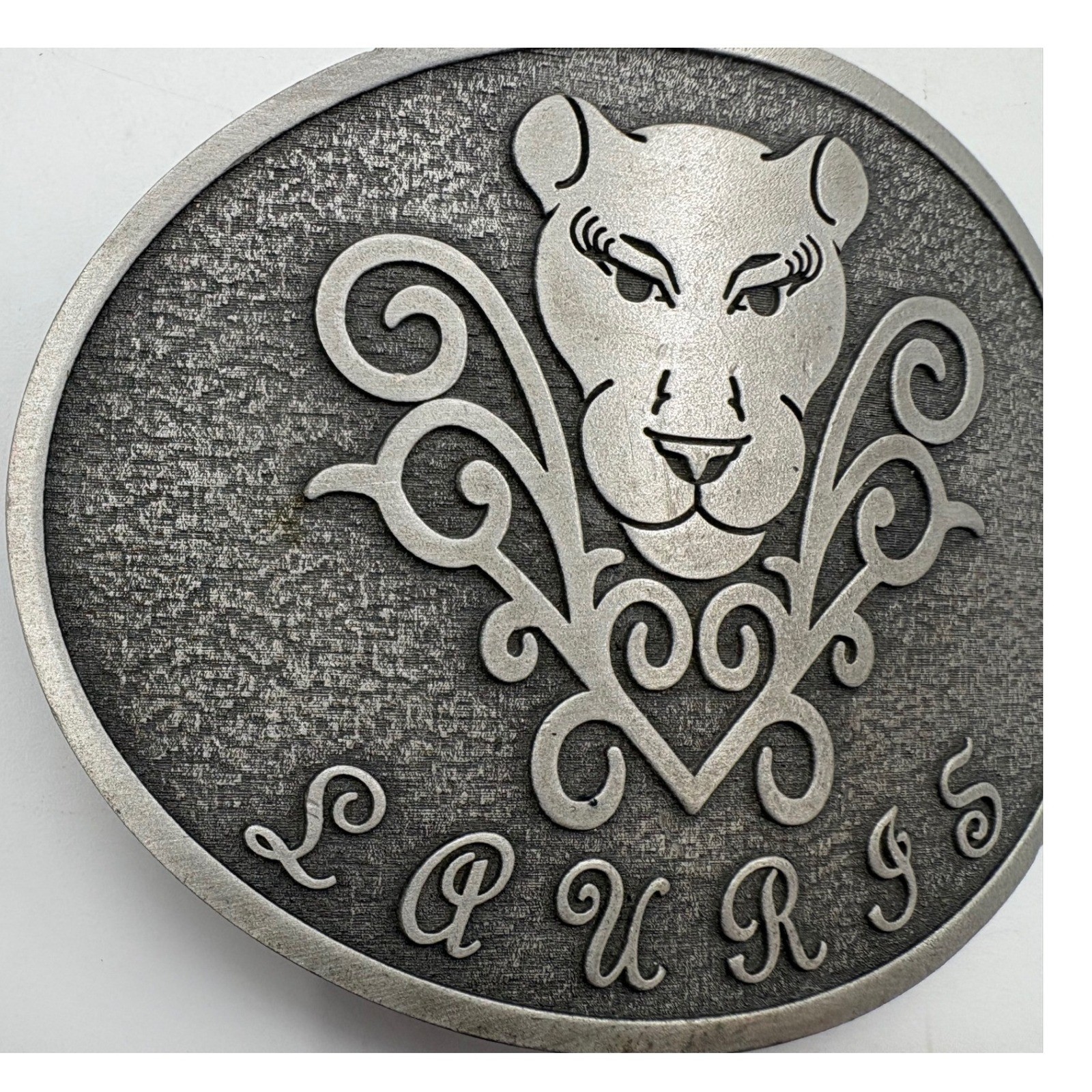 Paurss Lioness Belt Buckle Vintage Western Animal Motif Pewter Tone Metal