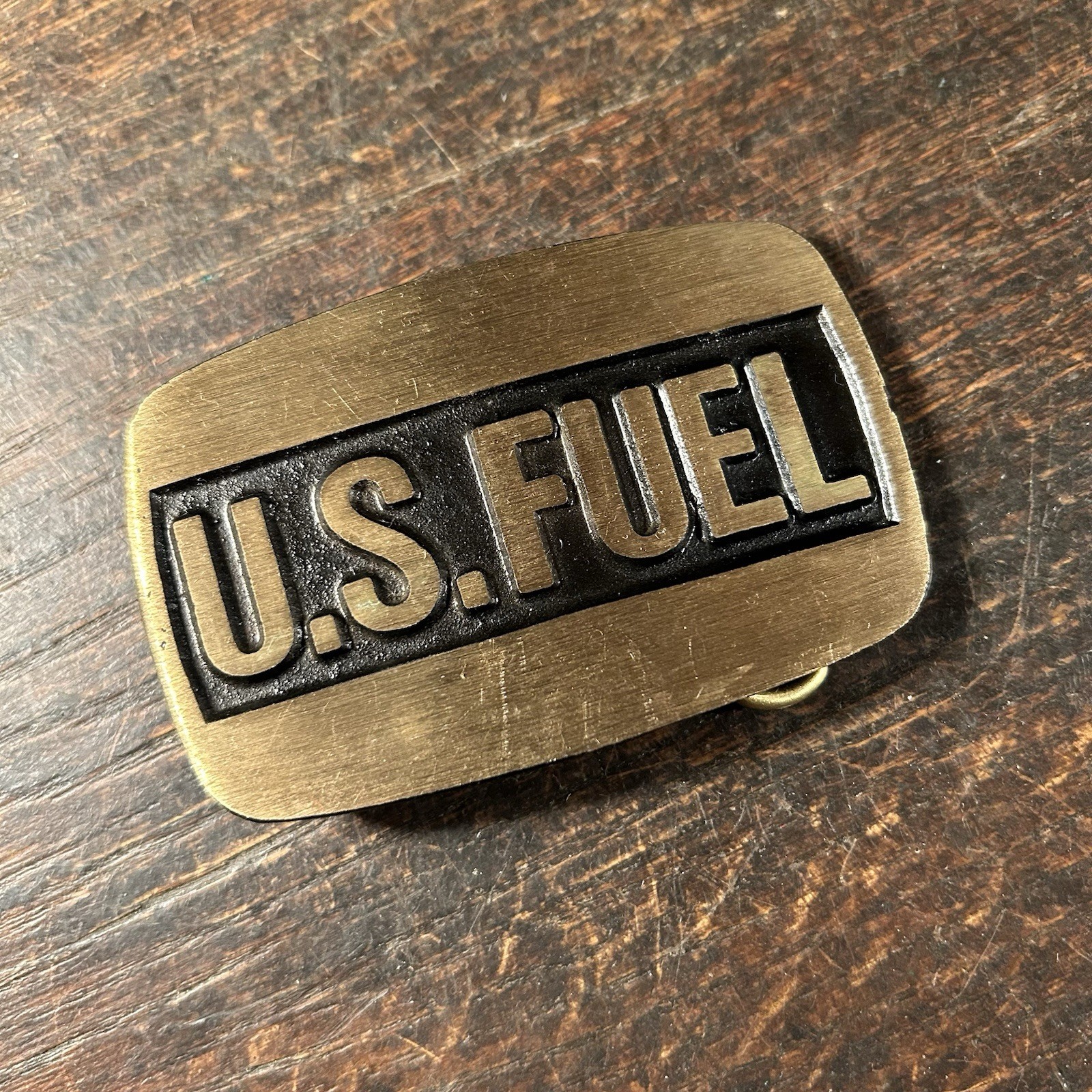 Vintage Belt Buckle U.S. Fuel Petroliana Oil Dyna Buckle Provo Utah Solid Brass