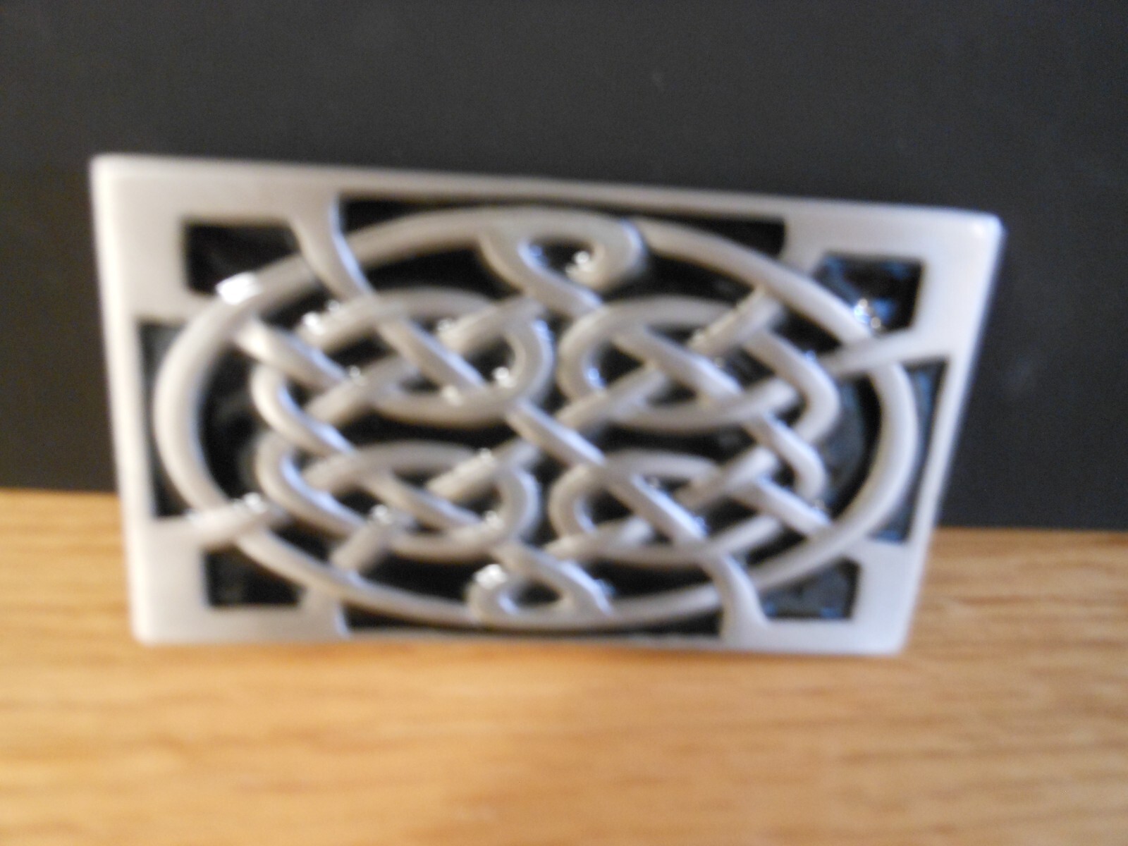 ENGLISH FINE PEWTER RECTANGULAR CELTIC BELT BUCKLE APPROX. 3 1/2&Prime; X 2&Prime;.