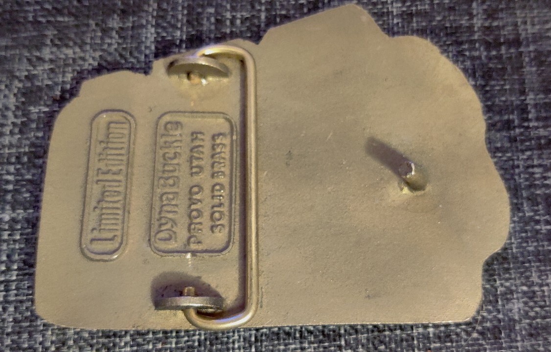 Vintage 1982 XTek Mining Products Solid Brass Belt Buckle DynaBuckle Made In USA