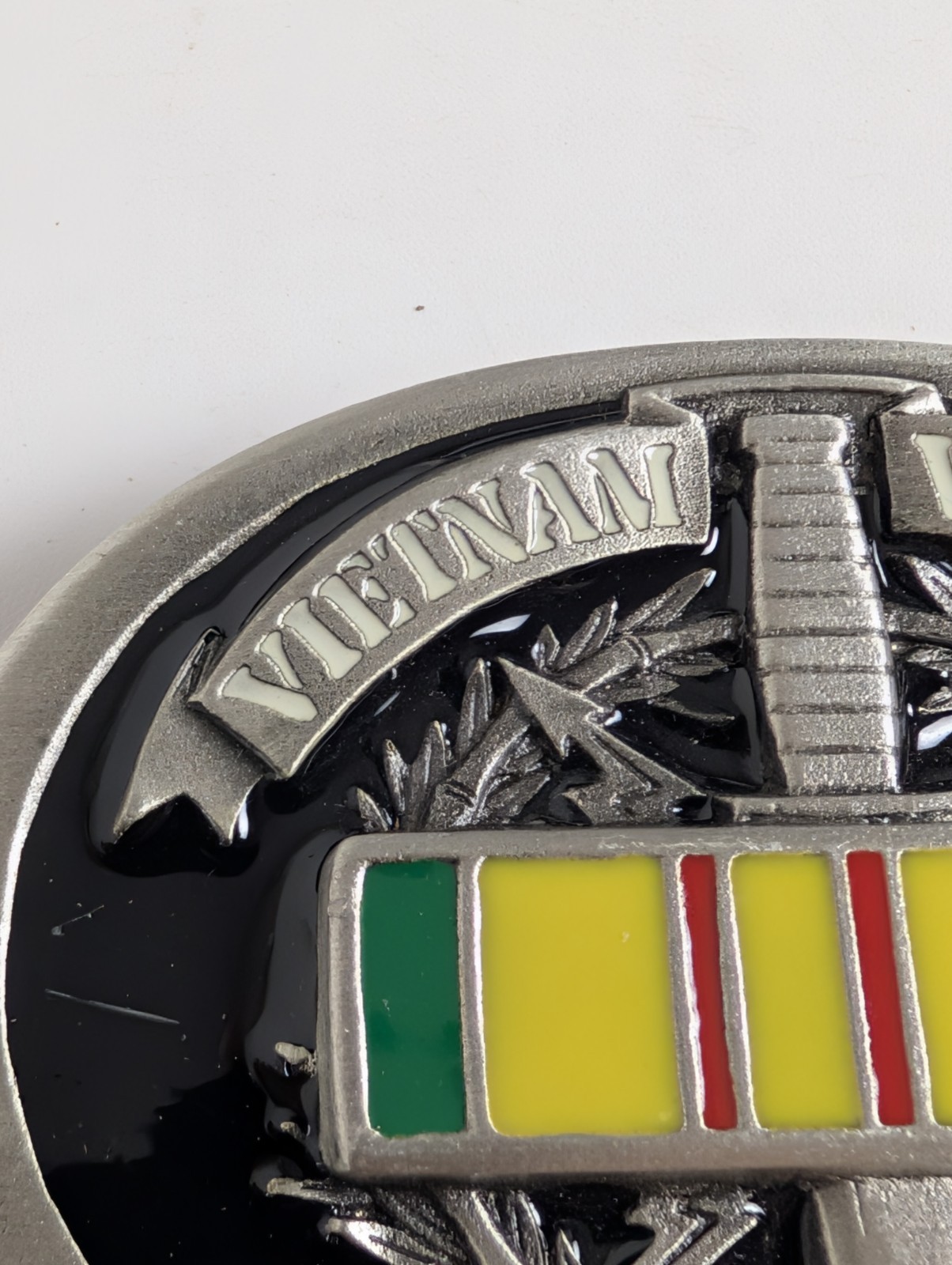 Vintage 1996 Vietnam Veteran Belt Buckle GAP 4360 Service Ribbon Pewter USA