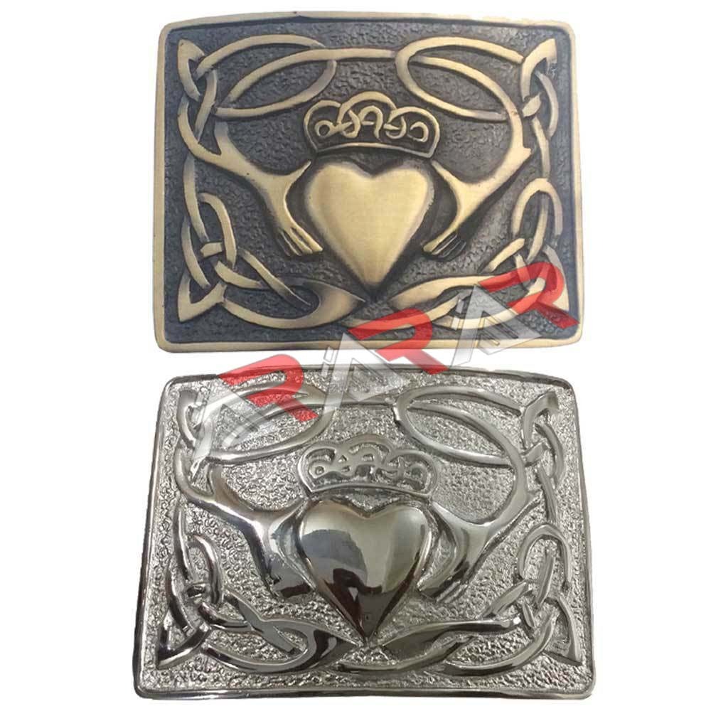 Scottish Buckle Kilt Highland Kilts Belt Buckle Claddagh Antique Chrome AAR New