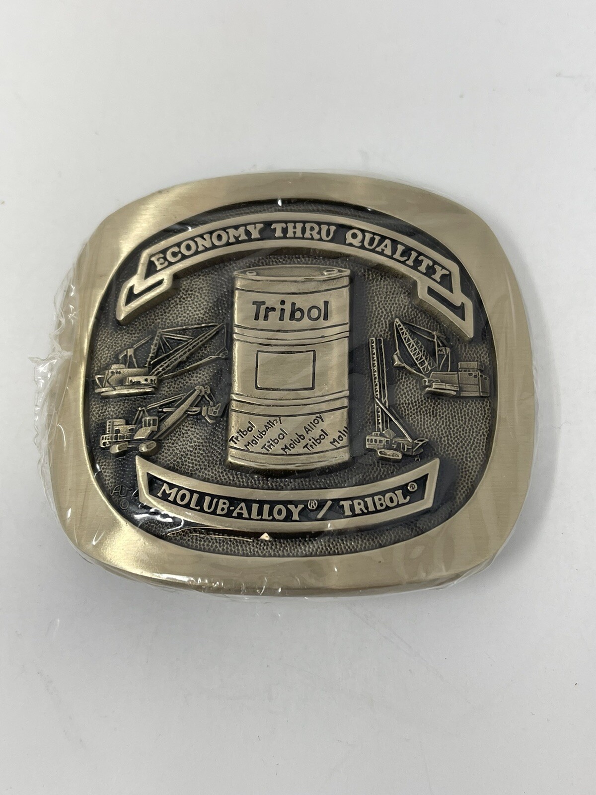 Tribol Belt Buckle Brass Molub Alloy Tribol “Economy Thru Quality” Vintage