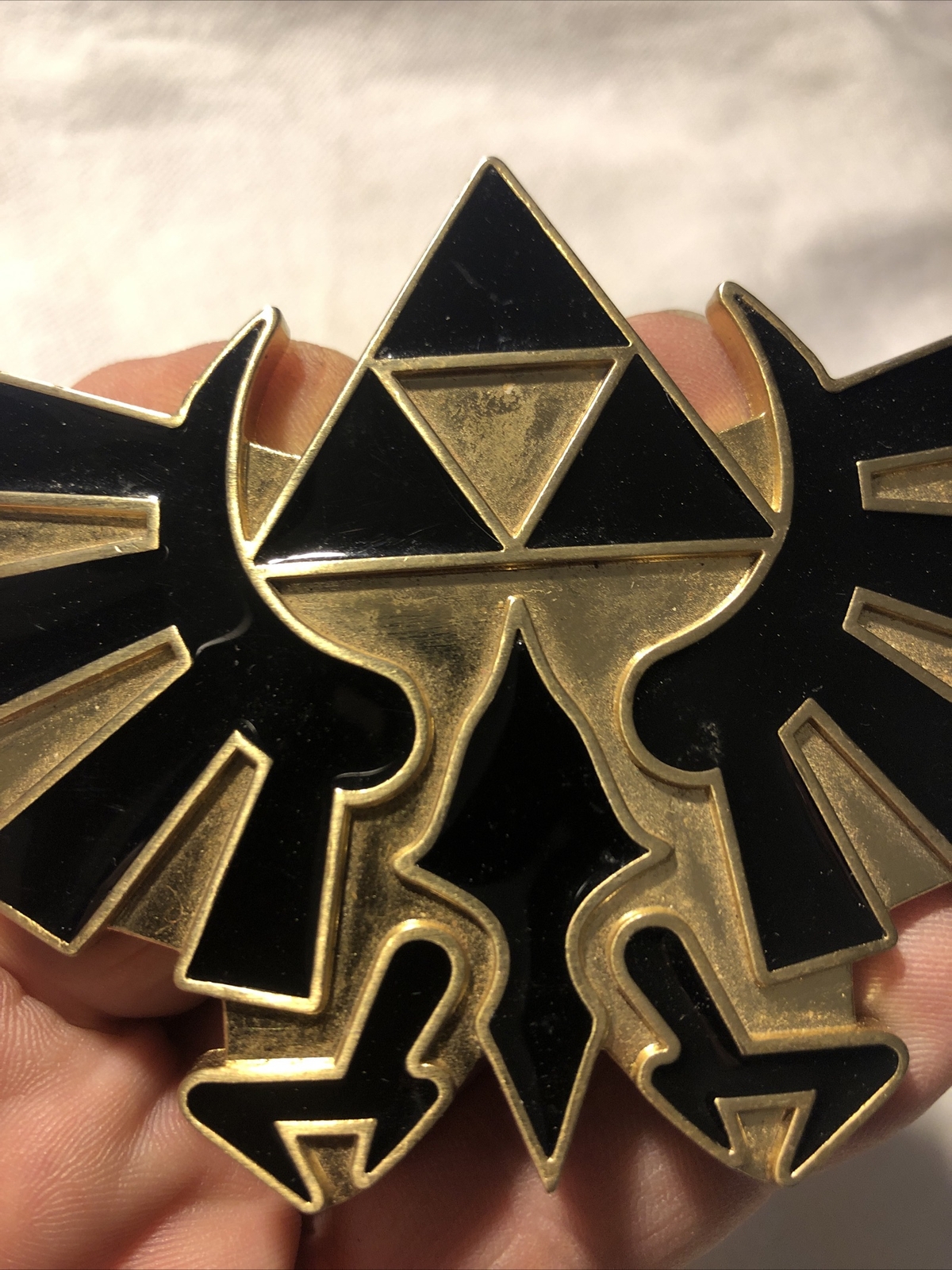 2007 LEGEND OF ZELDA Triforce NINTENDO Gold And Black BELT BUCKLE 4.75”
