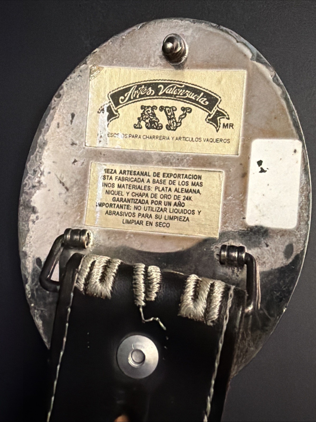 Vintage Artes Valenzuela AV Rodeo Horse Buckle & Charro Belt Mexico