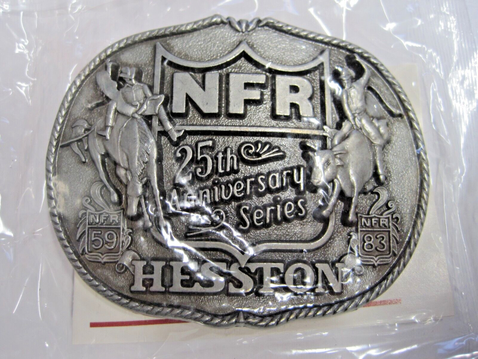 Hesston 1983 National Finals Rodeo NFR Adult Cowboy Buckle in Original Plastic