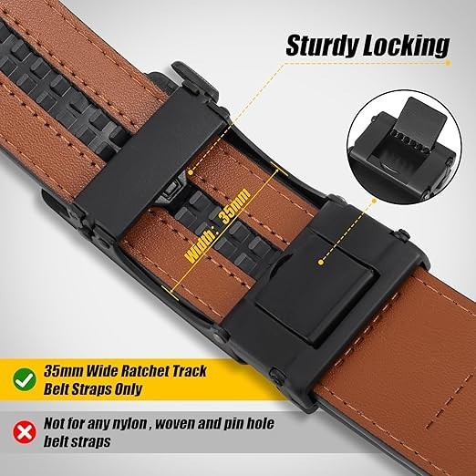 Men Ratchet Belt Buckle Only Belt Buckle Automatic Click Buckle for 1 3/8&Prime; Sl…