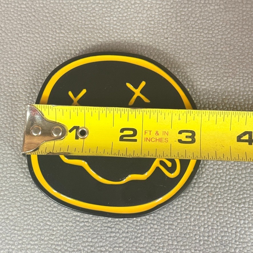 Nirvana Smiley Face Belt Buckle 2007 Black Yellow Licensed 3&Prime; Rock Band