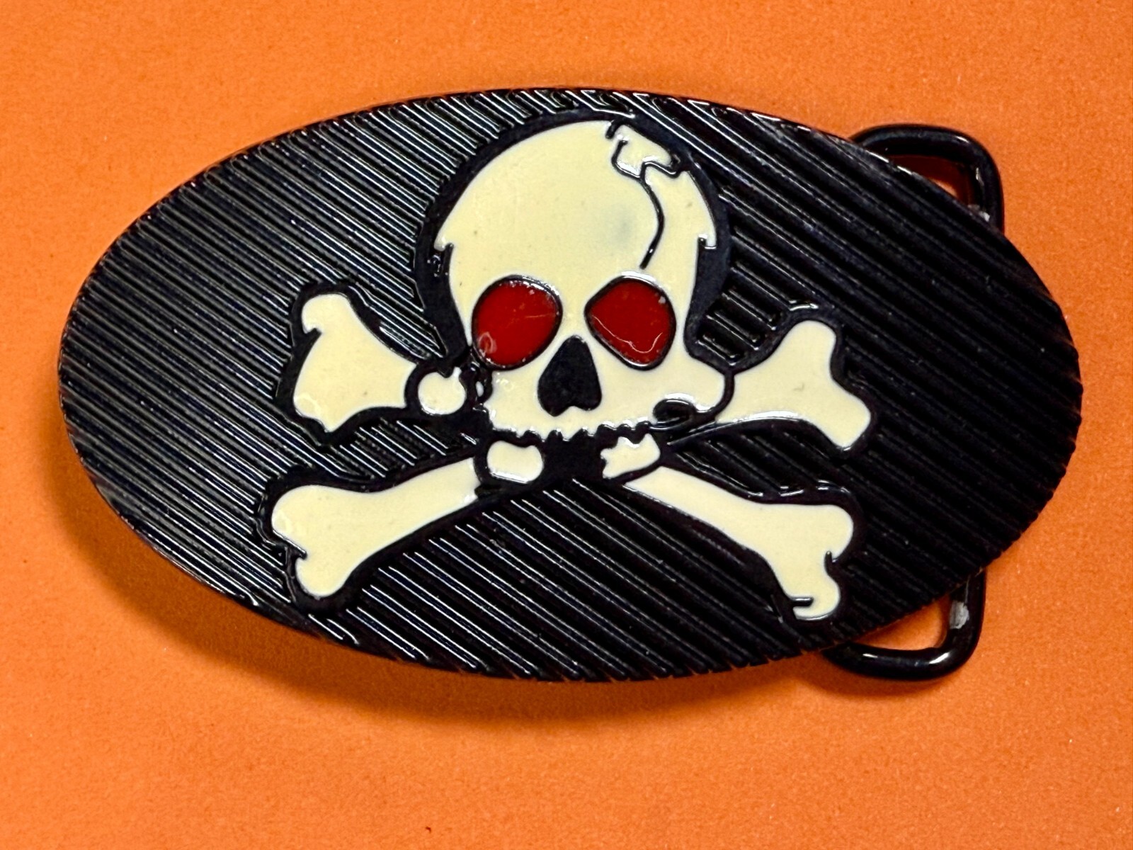 Creepy Red Eyes Skull Crossbones Halloween Gothic Punk Vibe Enameled Belt Buckle