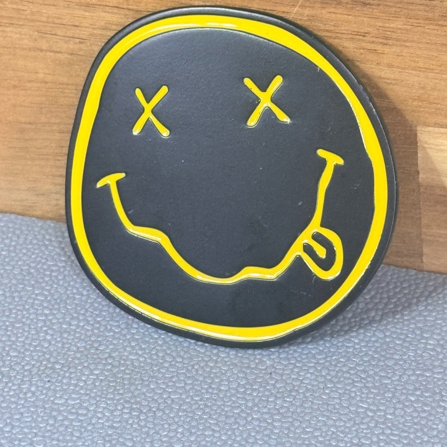 Nirvana Smiley Face Belt Buckle 2007 Black Yellow Licensed 3&Prime; Rock Band