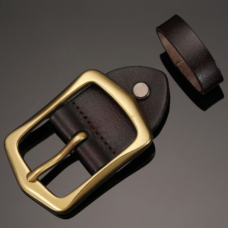 1x Replacement Brass Belt Buckle Single Prong with Strap Classic Black Retro New