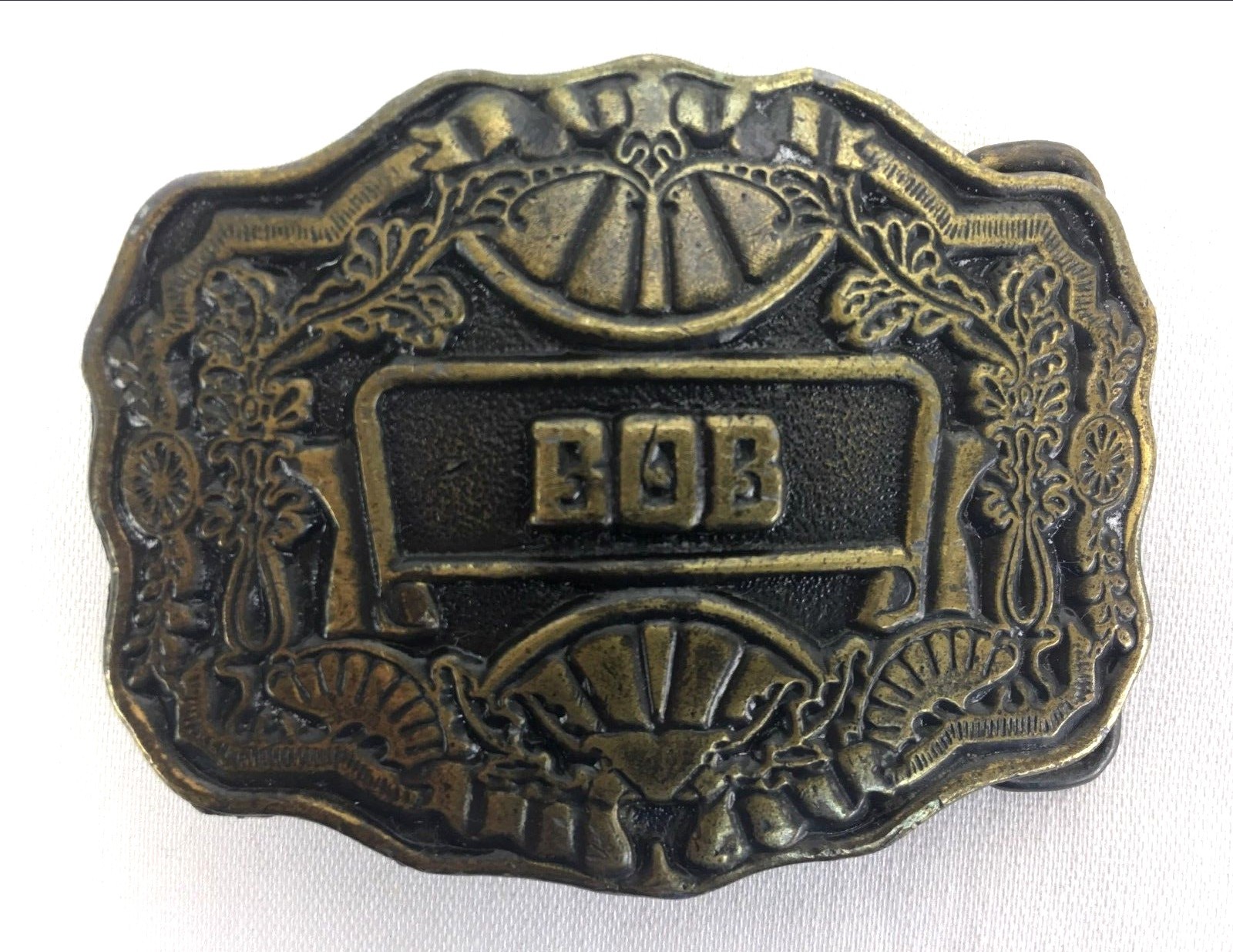 Oden Belt Buckle Vintage Personalized Bob Brass Color Raised Designed