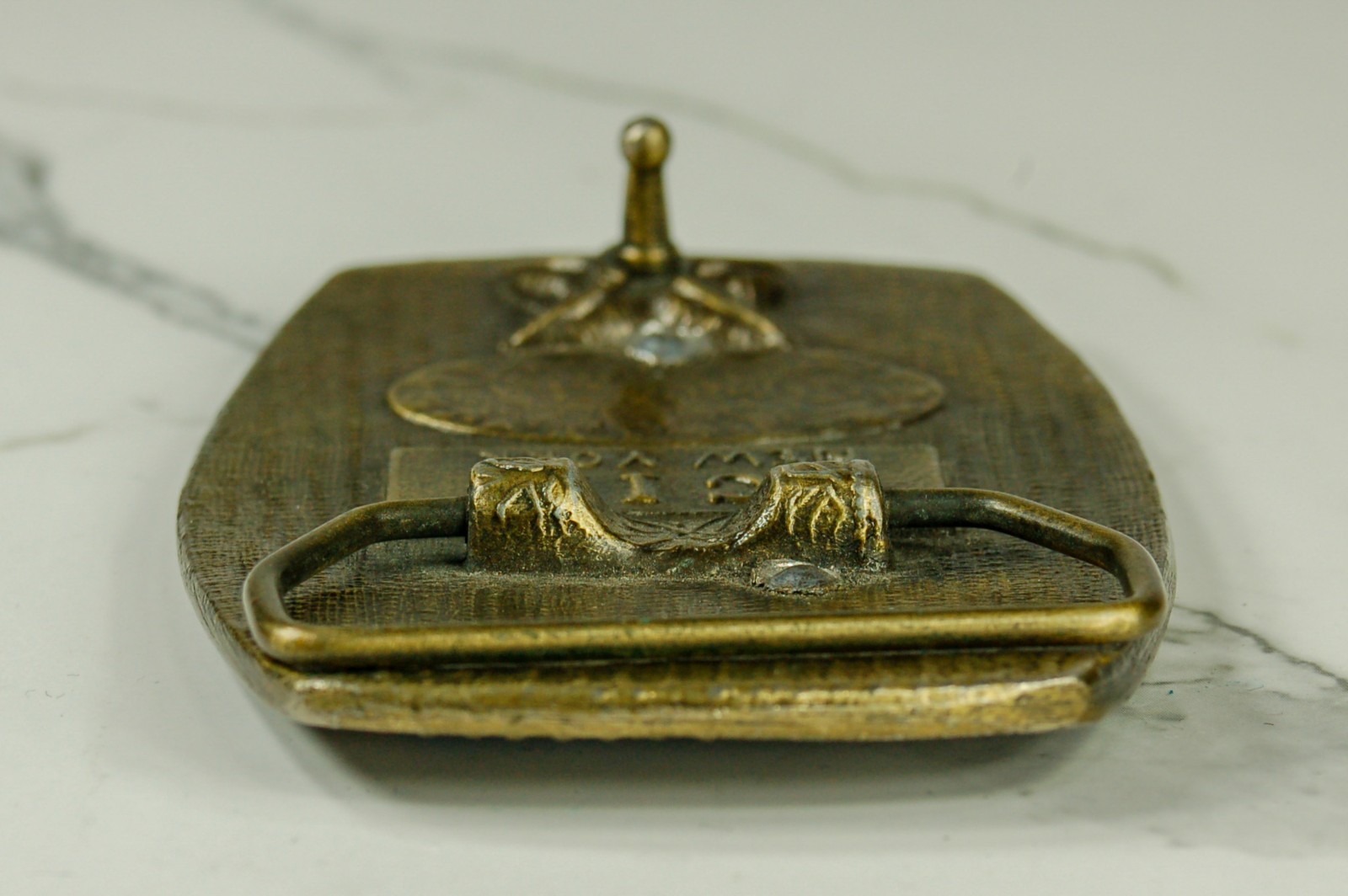Stag and Trees in Moonlight brass belt buckle western
