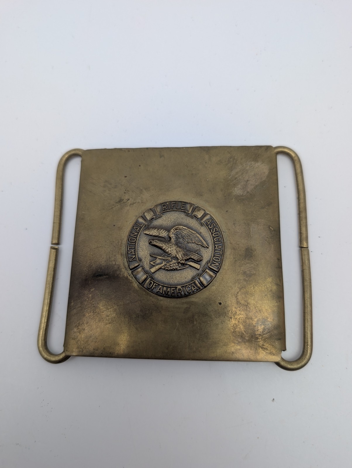 Vintage NRA National Rifle Association Military Style Brass Belt Buckle RFL8