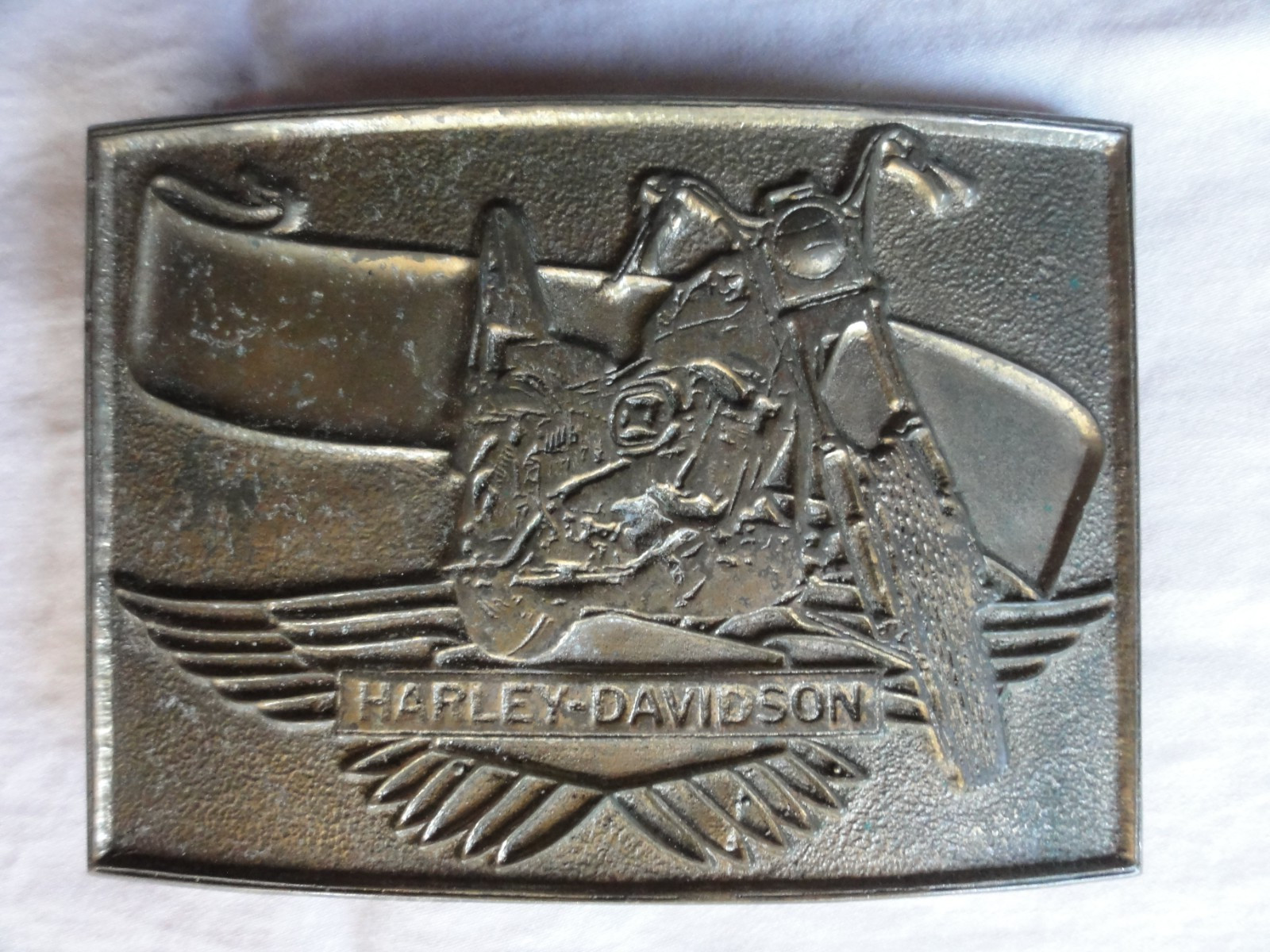 Harley Davidson Motorcycles Brass Belt Buckle 3.5 X 2.5 Inches
