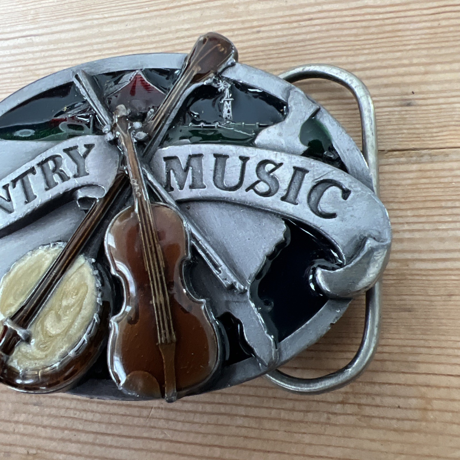 VTG Siskiyou Country Music Western Cowboy Cowgirl Musician Metal Belt Buckle