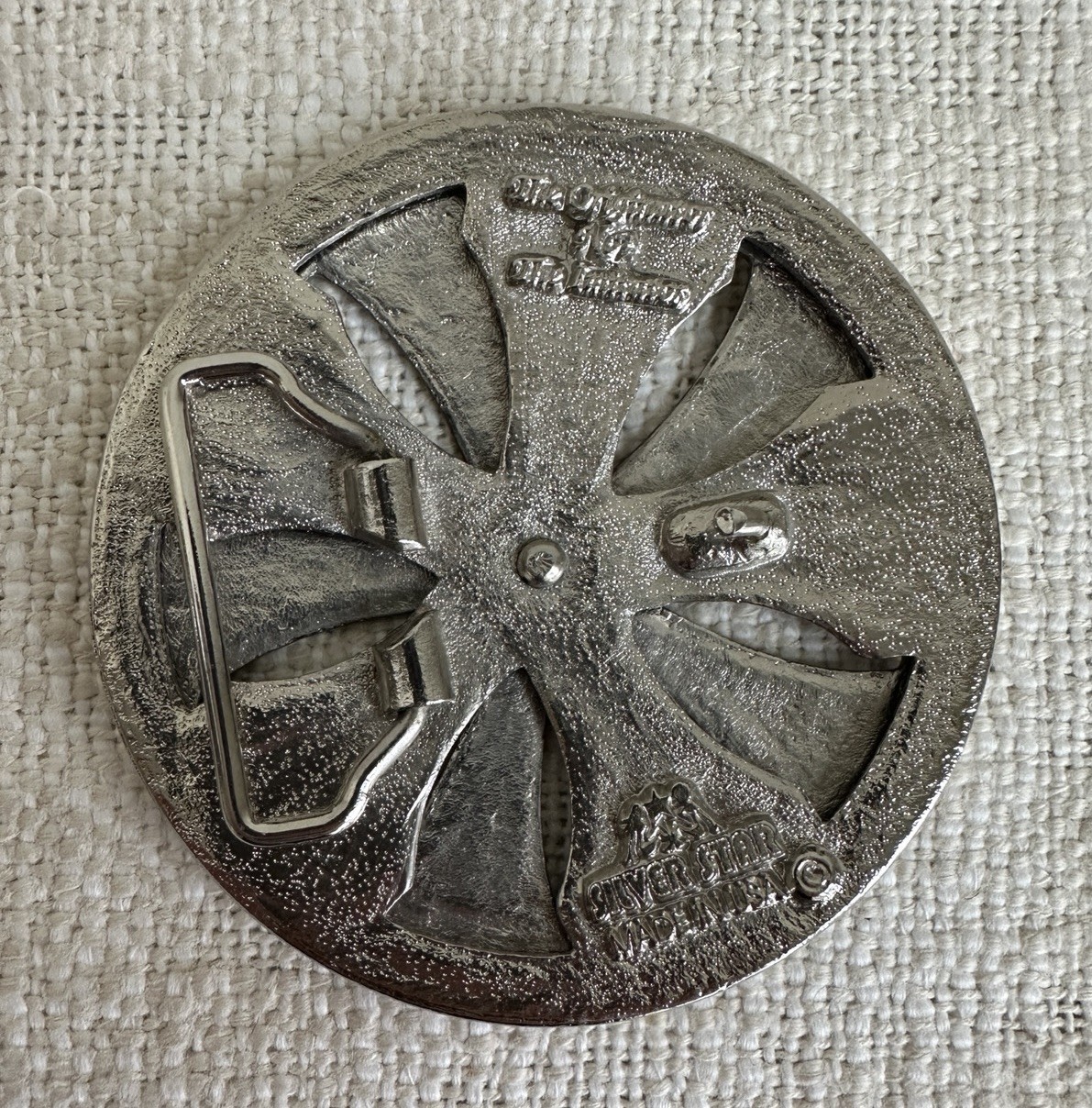 Silver Star The Original Spinner Wheel Belt Buckle 3.5&Prime; Diameter Made in USA